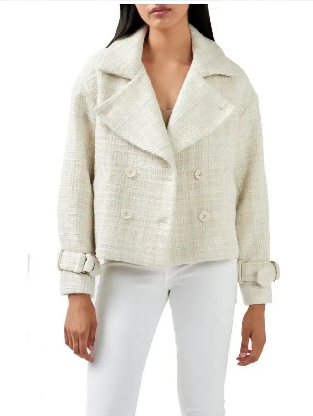 BELLE & BLOOM Women's Cream Tweed Jacket - XS
